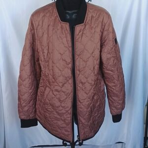 Bernardo Dusty rose to floral reversable quilted jacket